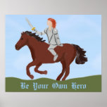 Woman Knight on Horse Girl Power Poster Print