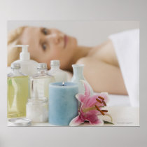 Woman laying on spa table print