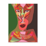 Woman listening to hot music postcard