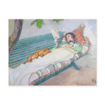 Woman Lying on a Bench, 1913 Postcard