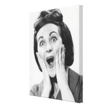 Woman Making Face Stretched Canvas Prints