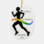 Woman Marathon Runner Ornament in Rainbow