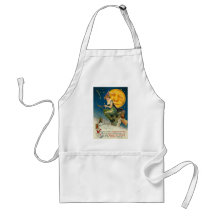 Woman on Broomstick All Halloween Aprons