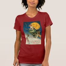 Woman on Broomstick All Halloween Dark Tees