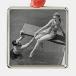Woman on Diving Board Christmas Tree Ornaments