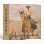 Woman on Horse by Dunton, Vintage Cowgirl Cowboy 3 Ring Binder