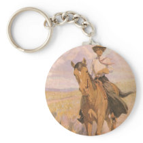 Woman on Horse by William Herbert Dunton Keychains