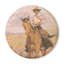 Woman on Horse by William Herbert Dunton Fridge Magnet