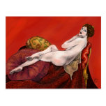 Woman on Red Sofa Post Cards
