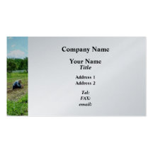Woman Planting Garden Near Barn - Platinum Finish Business Card Templates