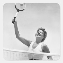 Woman Playing Tennis 2 Stickers