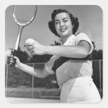 Woman Playing Tennis 3 Sticker