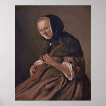 Woman playing the sistrum by Jan Havickszoon Steen Print