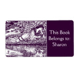 Woman Reading Art Nouveau Bookplate Custom Shipping Label