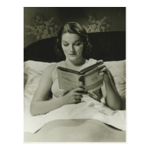 Woman Reading Book Post Cards