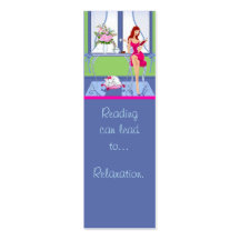woman reading bookmark business cards