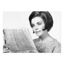 Woman Reading Newpaper Invitation
