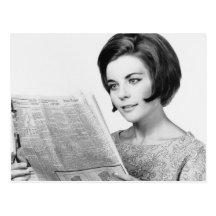 Woman Reading Newpaper Postcards