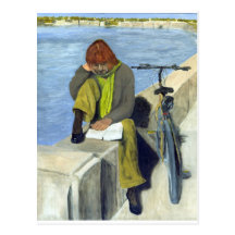 Woman Reading Post Cards