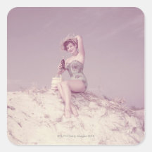 Woman Relaxing on Beach Stickers