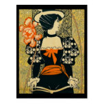 Woman Riding Bike Postcards