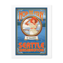 Woman Riding Ferry - Seattle, Washington Post Cards