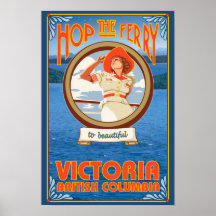 Woman Riding Ferry - Victoria, BC Canada Poster