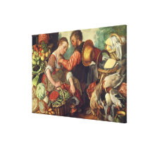 Woman Selling Vegetables, 1567 (oil on canvas) canvas prints