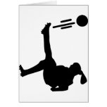 woman soccer bicycle kick greeting card