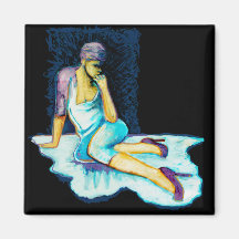 Woman Thinking, Figure Art Products Refrigerator Magnet
