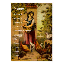 Woman Tosses Chickenfeed to Fowl Business Card Templates