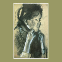 Woman Tying the Ribbons on her Hat, Edgar Degas posters