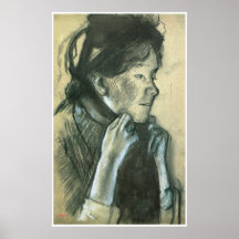 Woman Tying the Ribbons on her Hat, Edgar Degas Poster