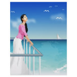 woman watching the sea letterhead design