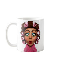 Woman Wearing Curlers, Woman Wearing Curlers Coffee Mugs