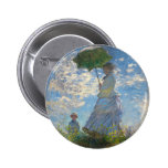 Woman with a Parasol - Madame Monet and Her Son Pinback Button