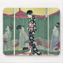 Woman with a visitor by Kitagawa, Utamaro Ukiyoe Mousepad