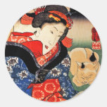 Woman with Cat - Japanese Art - Utagawa Kuniyoshi Stickers