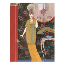Woman with Cream Coloured Roses Postcards