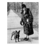 Woman with French Bulldog, 1920s Post Card