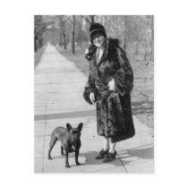 Woman with French Bulldog, 1920s Post Card