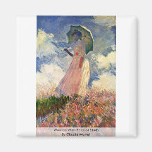 Woman With Parasol Study By Claude Monet Fridge Magnets