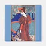 Woman with Peacocks by: Louis John Rhead Refrigerator Magnets