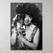 Woman with Pekingese, 1920s Poster
