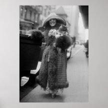 Woman with Pekingese, early 1900s Poster