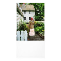 Woman With Striped Jacket and Flowered Skirt Custom Photo Card