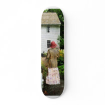 Woman With Striped Jacket and Flowered Skirt Skate Board Decks
