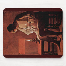Woman With The Flea By La Tour Georges De Mouse Pads