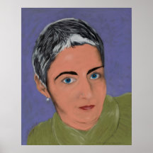 Woman with white hair in green robe posters