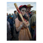 Woman's Baseball Zombie Post Card